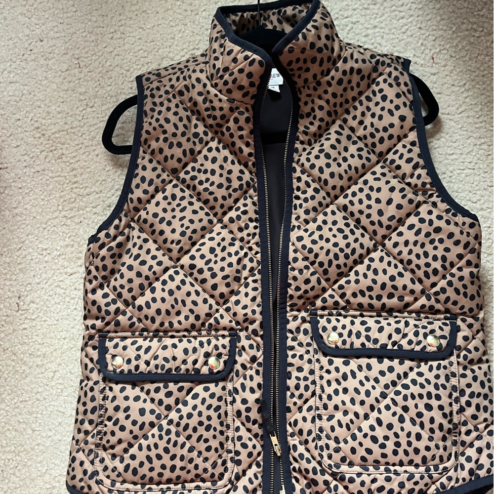 J. Crew Quilted Vest with Black Spots